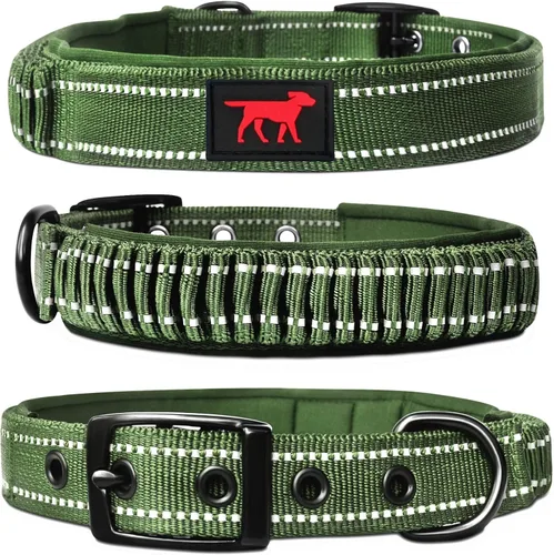 Vista 13 de Tuff Pupper Collar de perro resistente con asa Collar de nailon balístico resistente Collar de perro reflectante acolchado con hardware