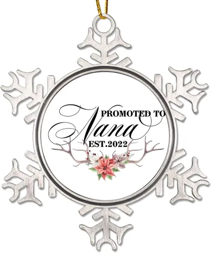 Vista 8 de Adorno de Navidad Promoted to Mommy para niños y bebés, decoración de Navidad de 3 pulgadas, copo de nieve de metal, adorno de árbol de Navidad