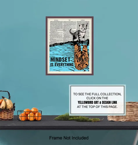 Vista 7 de Mindset is Everything - Arte de pared para empresario, decoración de pared motivacional, decoración de gato, regalos de gato, carteles inspiradores