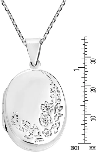 Vista 6 de AeraVida Collar con medallón de plata de ley con grabado floral para jardín, Metal, no conocido