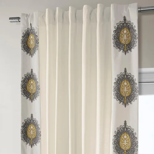 Vista 6 de HPD Half Price Drapes Cortinas de algodón sólido con bordes para dormitorio y sala de estar 50 X 84, DTCC-SB220614-84 (1 panel) Mayan Gold