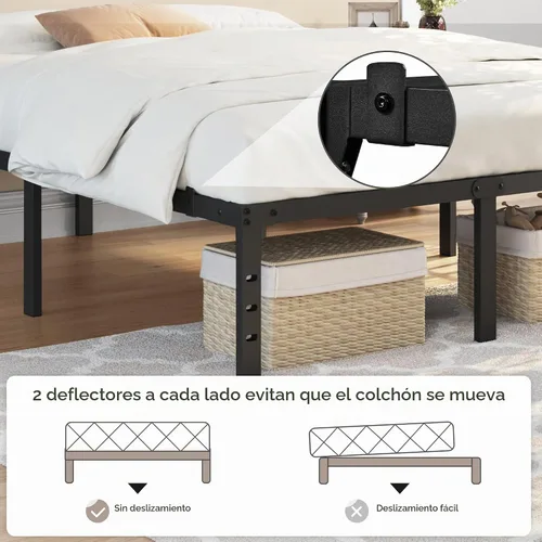 Vista 6 de Yaheetech - Marco de cama de metal de 14 pulgadas, base de cama de plataforma tamaño Queen con espacio de almacenamiento, soporte de listones