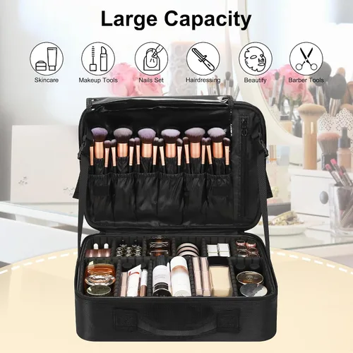 Vista 3 de Relavel Estuche de maquillaje grande para maquillaje, estuche de tren profesional de 16.5 pulgadas, organizador de cosméticos de viaje, soporte