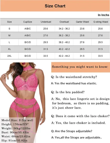 Vista 6 de Avidlove Conjunto de lencería para mujer con liguero, brasier sexy y bragas de encaje