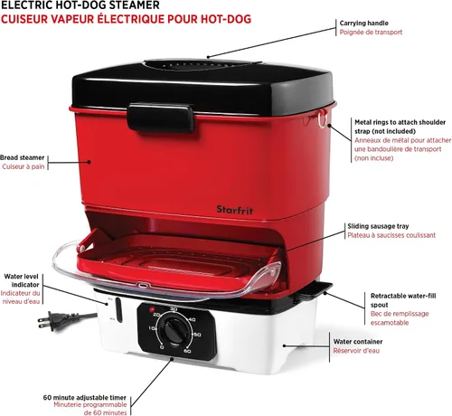Vista 3 de Starfrit Vaporizador eléctrico para perros calientes, 12 perros calientes