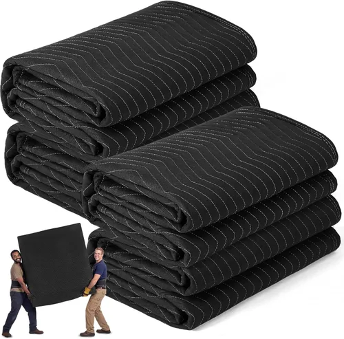 Vista 14 de Peryiter Paquete de 2 mantas móviles extra grandes de 96 x 80 pulgadas, almohadillas de mudanza resistentes de 4.4 libras y mantas de embalaje Negro