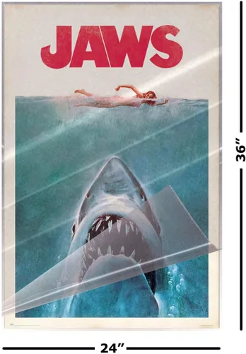 Vista 2 de Jaws - Póster de película (estilo regular, retro, vintage, tamaño: 24 x 36 pulgadas) (póster laminado)