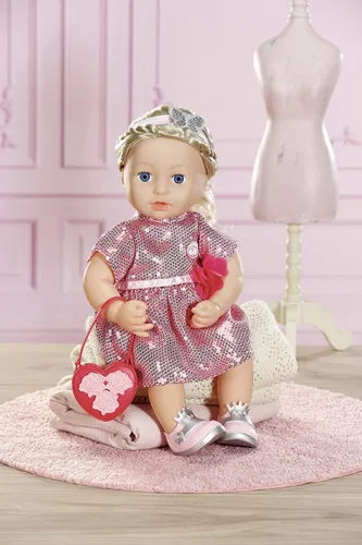 Vista 4 de Baby Annabell Atuendo glamour de lujo de 16.9 in – brillante ropa de fiesta – fácil para manos pequeñas, juego creativo promueve la empatía