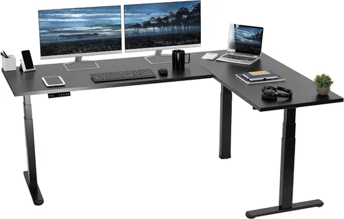 Vista 49 de VIVO DESK-KIT-3E8BO - Escritorio eléctrico de altura ajustable de 83 x 60 pulgadas para trabajar de pie, con 2 cubiertas sólidas de bambú, marco