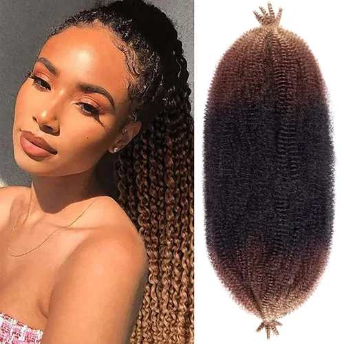 Vista 32 de Cabello de Envoltura Pre-Esponjado de 8 Pulgadas, 3 Paquetes, Cabello Afro Twist Pre-Separado Elástico para Locs, Cabello Afro Twist Negro Natural