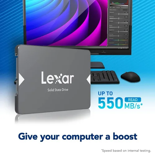 Vista 2 de Lexar Unidad interna de estado sólido SSD NS100 de 1 TB SATA III de 2.5 pulgadas, lectura de hasta 550 MB/s, gris (LNS100-1TRBNA)