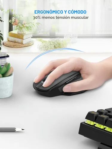 Vista 7 de E-YOOSO Mouse inalámbrico para laptop, mouse de computadora de 2.4 GHz, 5 ratones inalámbricos de oficina DPI ajustables con receptor USB, 6