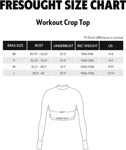 Vista 6 de FRESOUGHT Camiseta corta de manga larga para mujer, sin costuras, atlética, ropa deportiva, para gimnasio, yoga, correr, cuello alto falso
