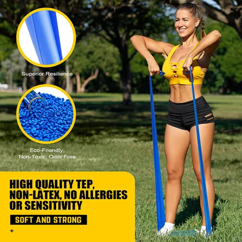 Vista 5 de Bandas de resistencia, bandas de ejercicio, bandas de terapia física para entrenamiento de fuerza, yoga, pilates, banda elástica de estiramiento