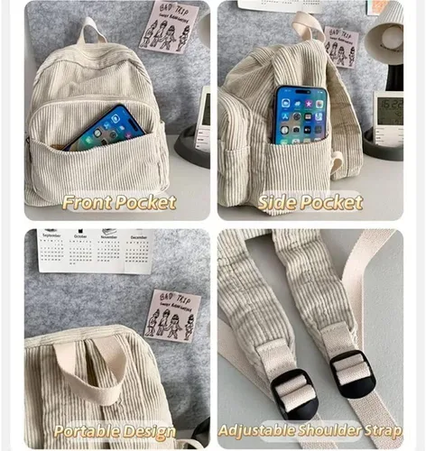 Vista 3 de MaxxCloud Mochila de mezclilla estética para mujeres y hombres, mochila casual de mezclilla, bolso de mano, mochila ligera para el hombro