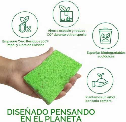 Vista 6 de AIRNEX Esponjas de celulosa comprimida – Paquete de 16 esponjas naturales para platos desplegables para cocina – Esponjas de limpieza compostables a