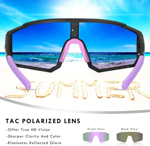 Vista 4 de Gafas de sol deportivas para niños, polarizadas, con protección UV400, para niños y niñas, para béisbol, softbol, ciclismo