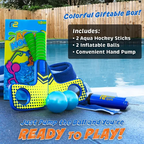 Vista 6 de Divertido juego de mini palos de hockey – Juega en la piscina y la playa o en casa – Para niños y adultos de todas las edades – Usa las paletas