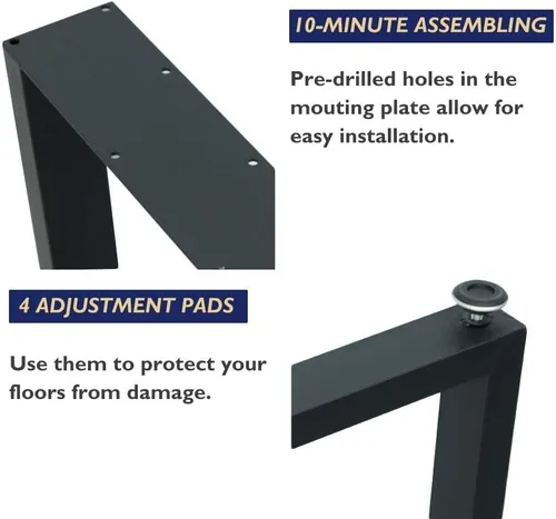 Vista 2 de Patas triangulares de metal de 28 pulgadas, base de escritorio resistente para bricolaje Heavy-duty Carbon Steel, Matte Black Finish
