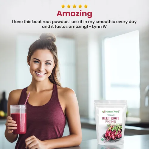 Vista 6 de Z Natural Foods Polvo orgánico de raíz de remolacha – Polvo de remolacha denso en nutrientes con antioxidantes, óxido nítrico para la salud