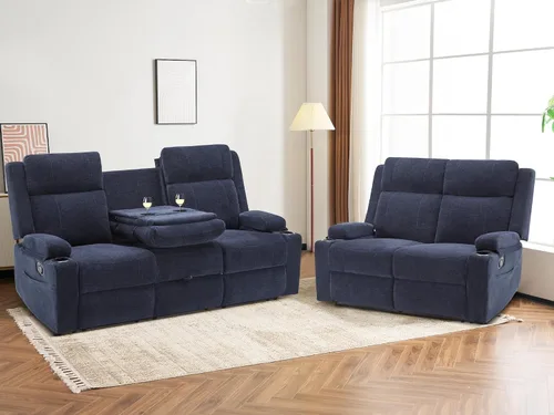 Vista 17 de Sofá reclinable de dos plazas, sofá biplaza con reposapiés ajustable, sillón reclinable de pared para sala de estar, cine en casa y RV (beige)
