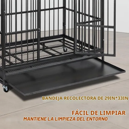 Vista 5 de Garvee Jaula para perros indestructible de 48 pulgadas, jaula para perros grande resistente con rueda