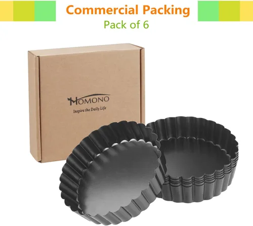 Vista 4 de Moldes para quiche, de grado comercial, antiadherentes, extraíbles, de 5 pulgadas, mini moldes para tartas (paquete de 6)