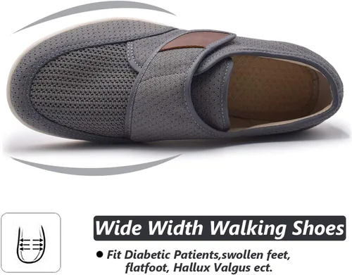 Vista 2 de W&LESVAGO Zapatos anchos ajustables para hombre con edema diabético con plantilla de espuma viscoelástica, amortiguación de aire, zapatos ligeros
