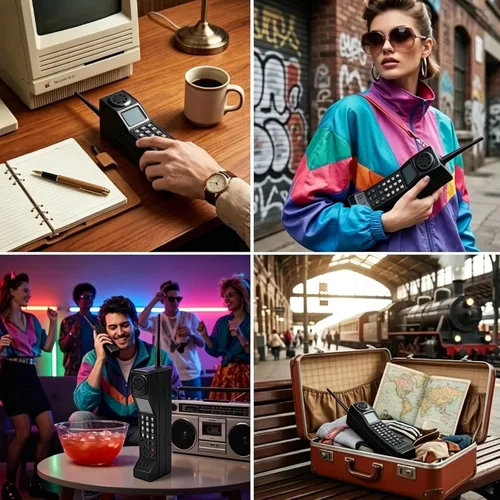 Vista 3 de Adorno retro de ladrillo para teléfono celular, accesorio de teléfono de los años 90, accesorios de fotografía portátiles a la antigua, decoración