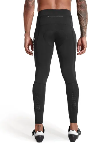 Vista 2 de Santic Men's Bike Pants Long 4D Padded Cycling Tights Cold Weather Fleece MTB Leggings Outdoor Riding Bicycle Pants