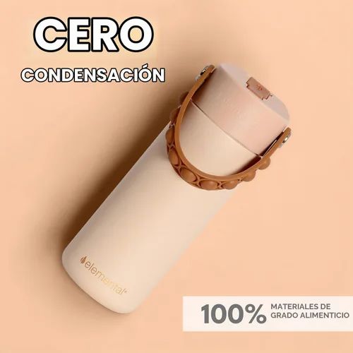 Vista 8 de Elemental Botella de agua aislada para niños, botella de agua de acero inoxidable con tapa de popote y asa Pop-it, botellas de agua a prueba
