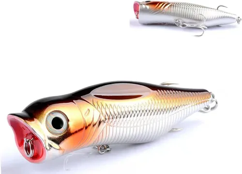 Vista 8 de 3 señuelos y cebos realistas para pesca de agua superior, cebos para pesca y cebos duros para trucha, lubina, salmón en agua salada y agua dulce