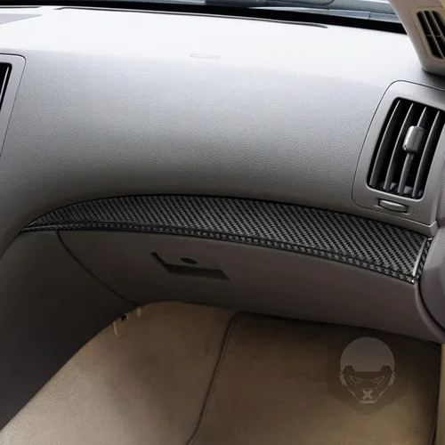 Vista 2 de 3 piezas de kit de cubiertas adhesivas de fibra de carbono para encima de la caja del guante, tiras decorativas para el copiloto, para Infiniti G37