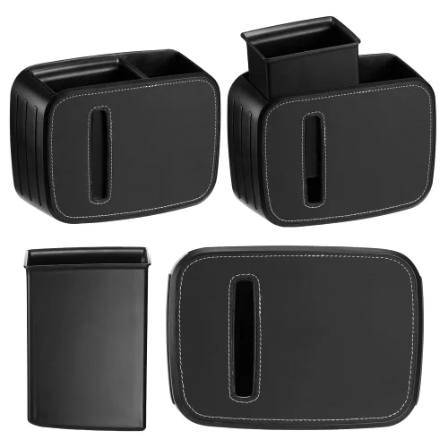 Vista 6 de JSCARLIFE Organizador de asiento delantero para automóvil con basura, cubo de basura desmontable para automóvil con caja de pañuelos y caja