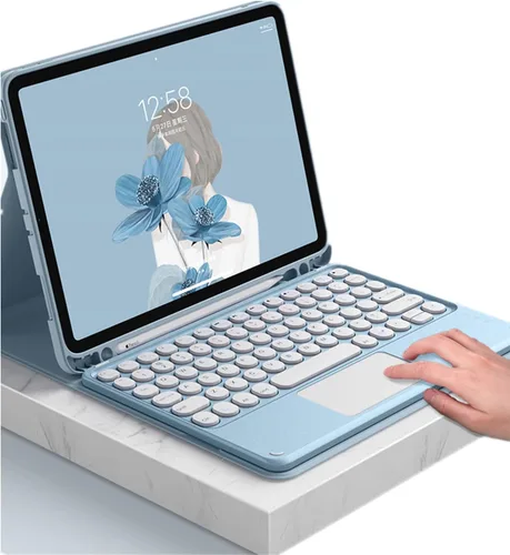 Vista 13 de Funda con teclado para iPad Air2 - Touchpad, magnético, Bluetooth desmontable, funda inteligente delgada para iPad 5ª/6ª generación de 9.7 pulgadas