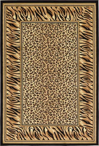 Vista 11 de Unique Loom Wildlife Collection - Alfombra con diseño de borde con temática de animales inspirada en el mundo salvaje, con diseño de guepardo