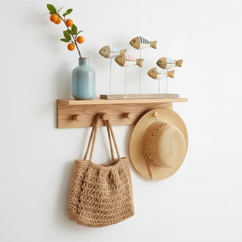 Vista 9 de ZENFUN 5 piezas de decoración de mesa de peces de madera, centro de mesa de verano oceánico, estatuas de animales marinos, letrero de pie, peces