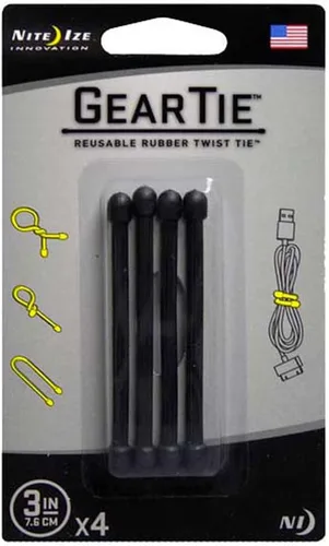 Vista 10 de Nite Ize GT3-4PK-33 Ligadura de goma original, reutilizable, ligadura de goma retorcible de 3 pulgadas, amarillo neón, paquete de 4, fabricado
