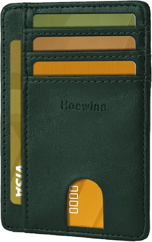 Vista 18 de Hoewina Cartera delgada para hombre, bolsillo frontal minimalista con bloqueo RFID, billetera de cuero delgada para tarjetas de viaje, regalos