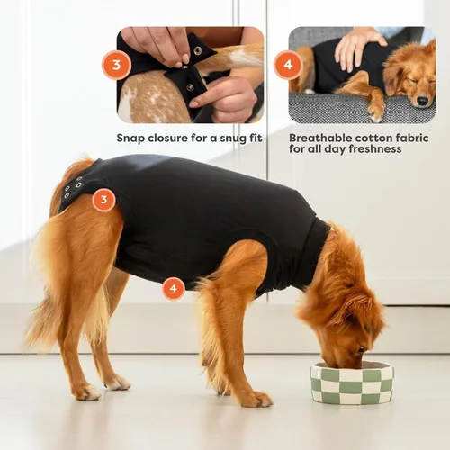 Vista 5 de Traje de recuperación Suitical para perros, de color negro, XXS, Negro