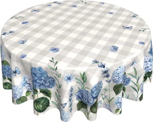 Vista 36 de Giwawa Mantel de Mesa Redondo con Bandera de EE. UU., Mantel Americano con Estrellas, Mariposas, Círculo, 152 cm. Mantel del 4 de julio, Día