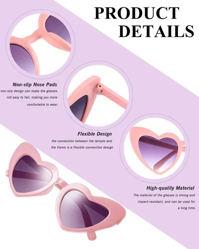 Vista 3 de 12 pares de lentes de sol de corazón de San Valentín para despedida de soltera a granel con cuentas de letras y perlas pegamento para fiesta de boda