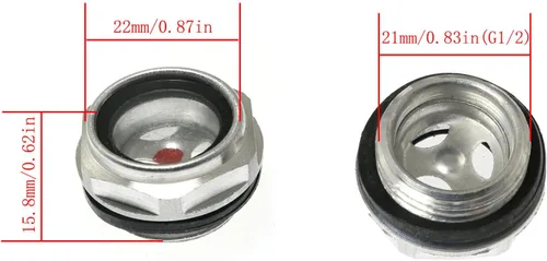 Vista 3 de RLECS 4 piezas de vidrio de vista para compresor de aire, tanque de bomba de caja de cambios (1/2 pulgada NPT), aleación de aluminio hexagonal