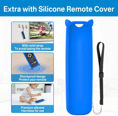 Vista 5 de NH500UP - Reemplazo de mando a distancia compatible con Philips TV Remote Reemplazo con cubierta azul brillante para NH500U NH500UW NH503UP