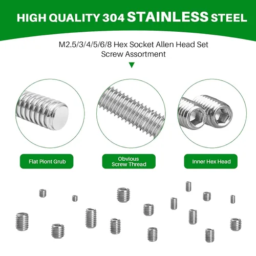 Vista 3 de 360PCS Tornillo de cabeza Allen hexagonal M2.5/M3/M4/M5/M6/M8
