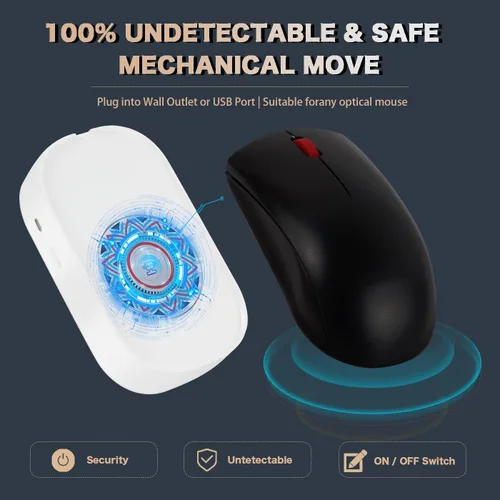 Vista 3 de Mouse Jiggler, simulador de movimiento de mouse indetectable para despertar de computadora portátil, mantiene la PC activa, sin software, sin
