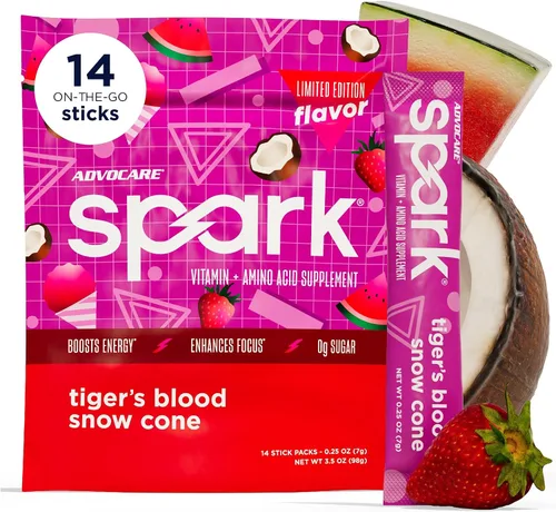 Vista 11 de AdvoCare Spark Energy & Focus, sin azúcar, frambuesa azul, 14 barras Suplemento de vitaminas y aminoácidos, fórmula sin azúcar que apoya la energía