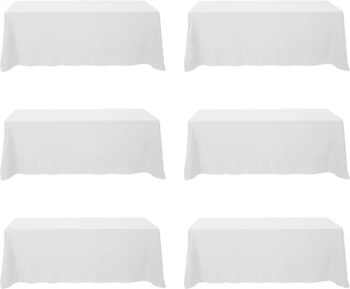 Vista 99 de BRILLMAX - Manteles para mesa rectangular de 6 pies, tela de lino de poliéster, lavable, para boda, recepción, banquete, fiesta de cumpleaños, 60 x