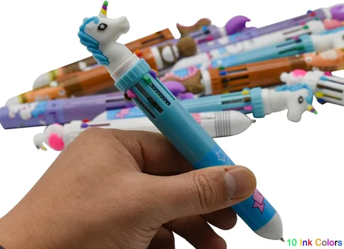 Vista 7 de Maydahui 15 bolígrafos 10 en 1 para lanzadera con diseño de animales en forma de animal de dibujos animados, unicornio, dinosaurio, cerdo, flamenco