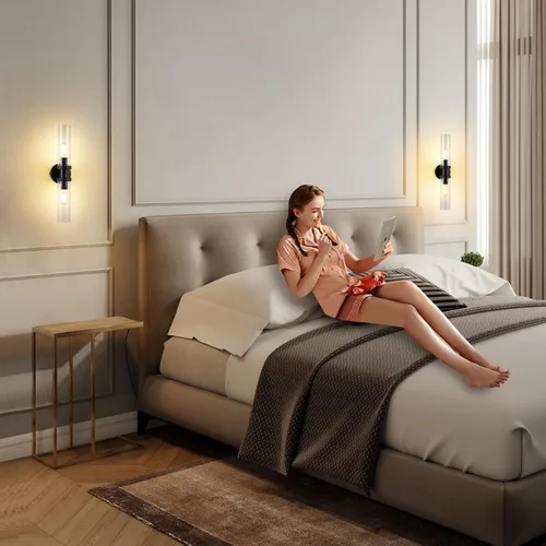 Vista 7 de Lámpara de Tocador de 2 Luces Espejo Lateral Accesorios de Baño Estilo Granja Negro, E26 Lámparas de Pared para Dormitorio, Iluminación Industrial